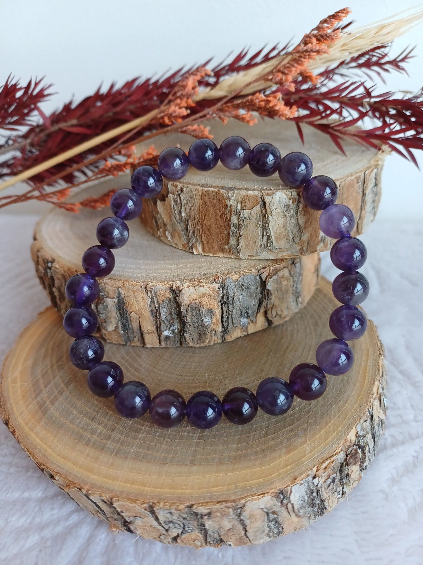 Bracelet Améthyste du brésil 8mm (A) - Perla Terra