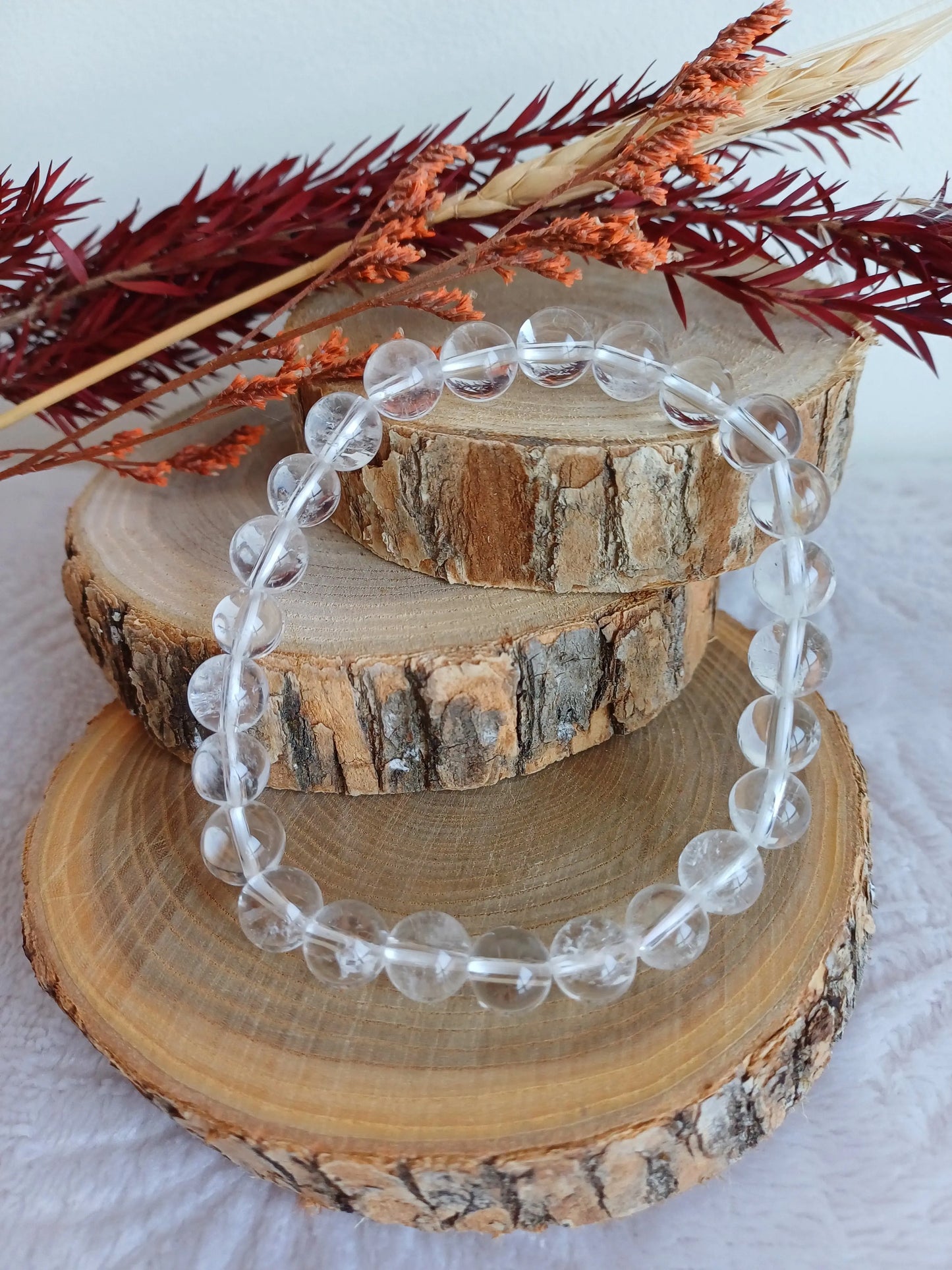 Bracelet Cristal de roche 8mm (A) - Perla Terra
