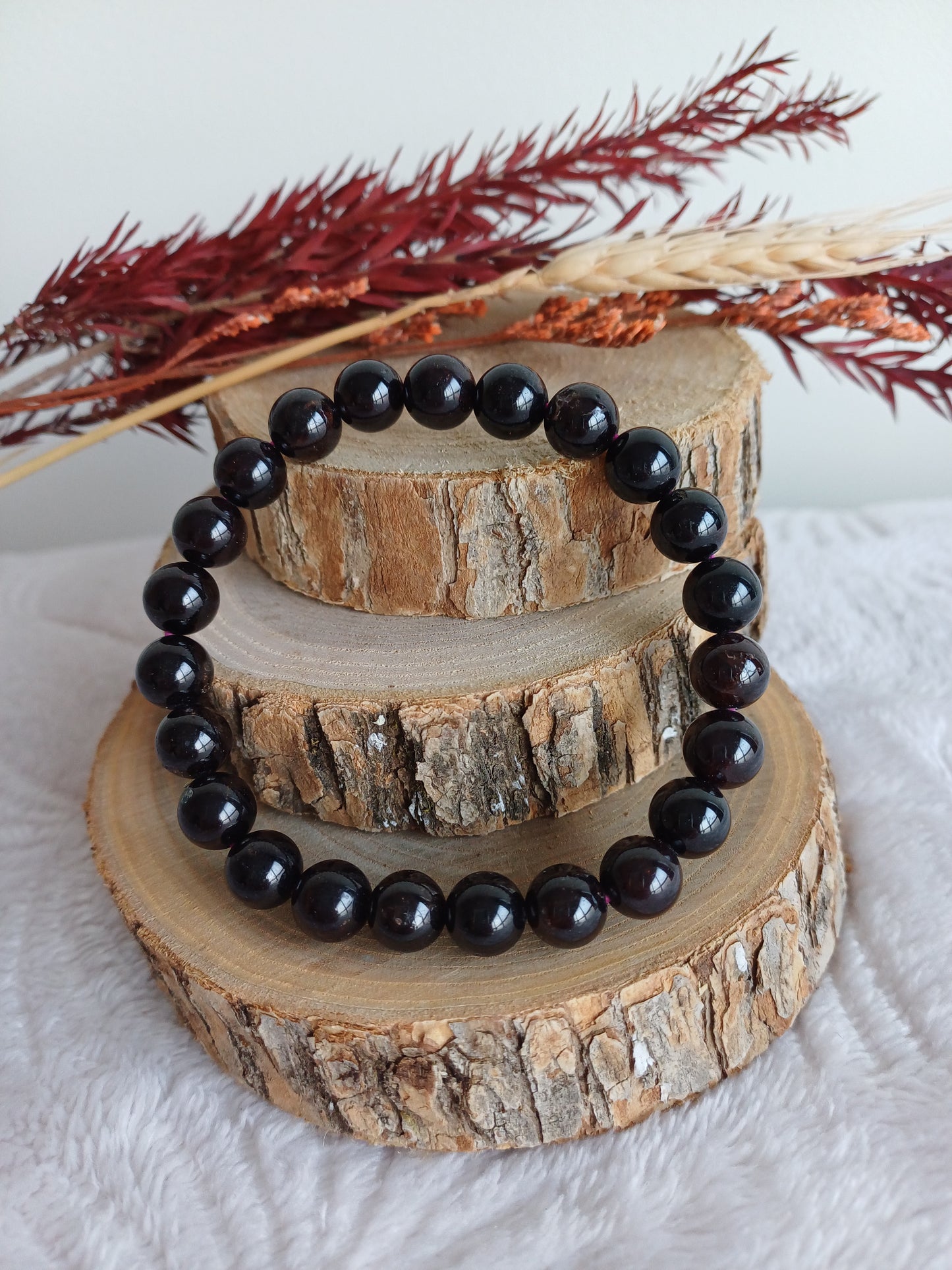 Bracelet Grenat Rouge Almandin 8mm (A)