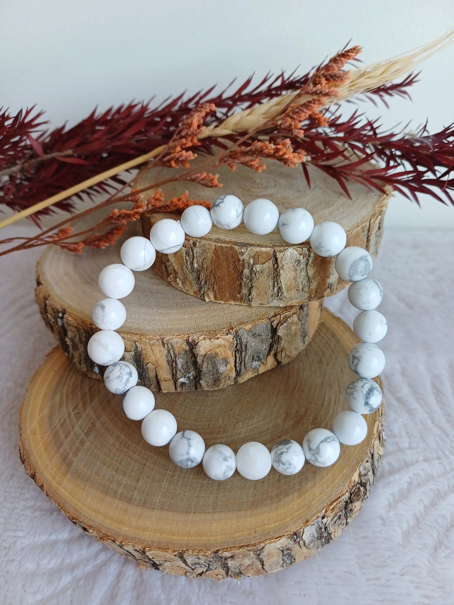Bracelet en Howlite 8 mm (A) - Perla Terra