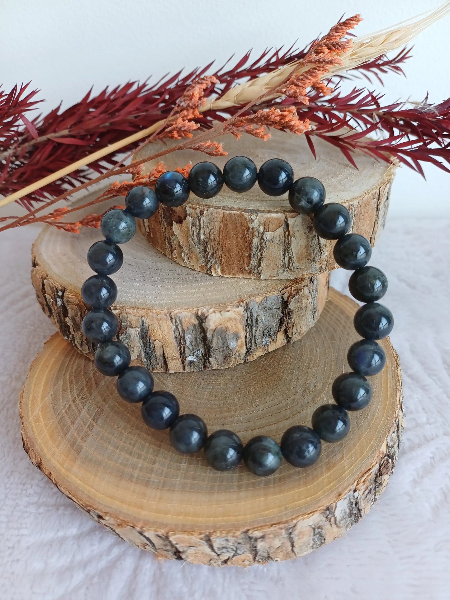 Bracelet Labradorite noire 8mm (A) - Perla Terra