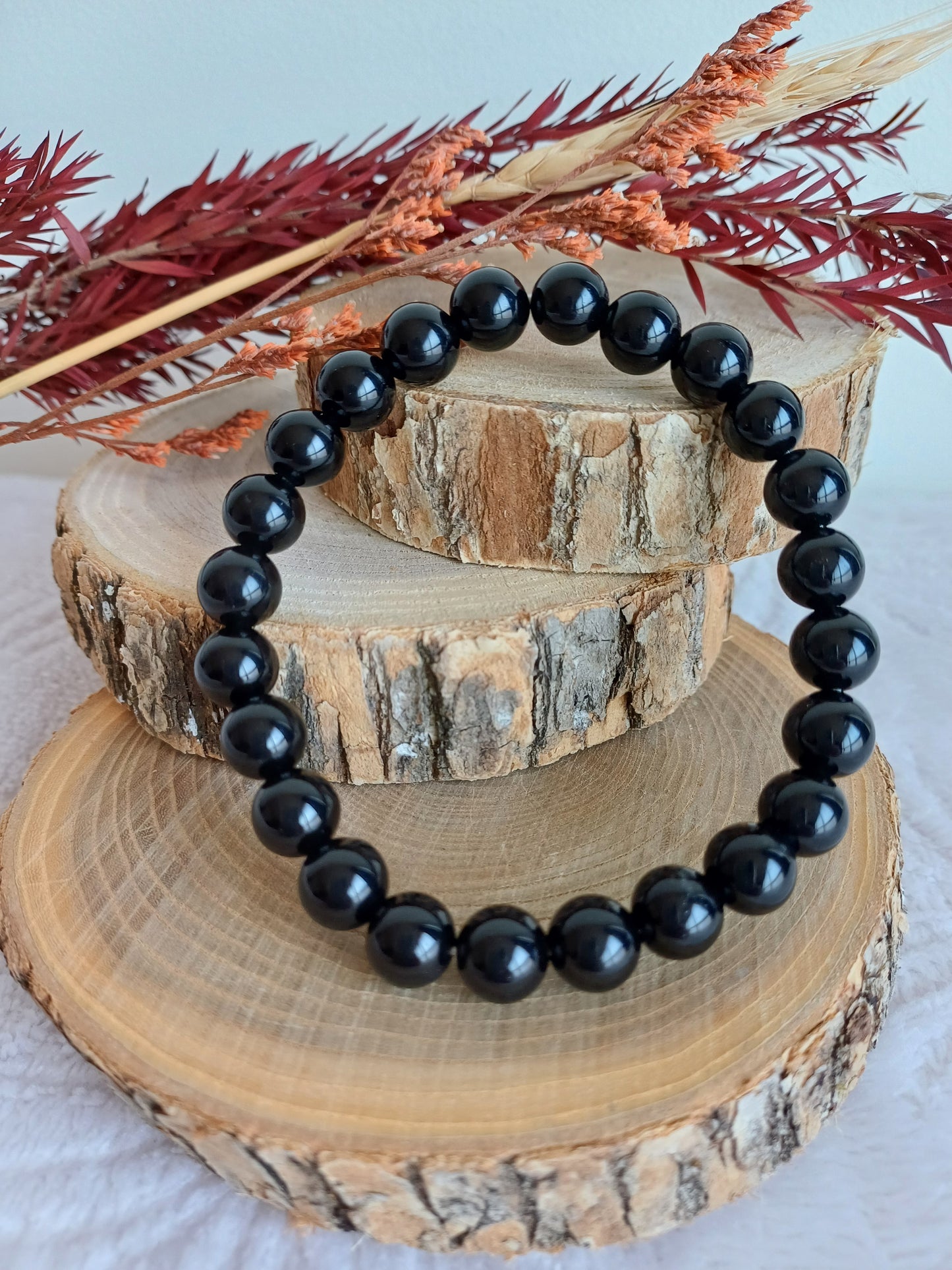Bracelet Obsidienne noire 8mm (A)