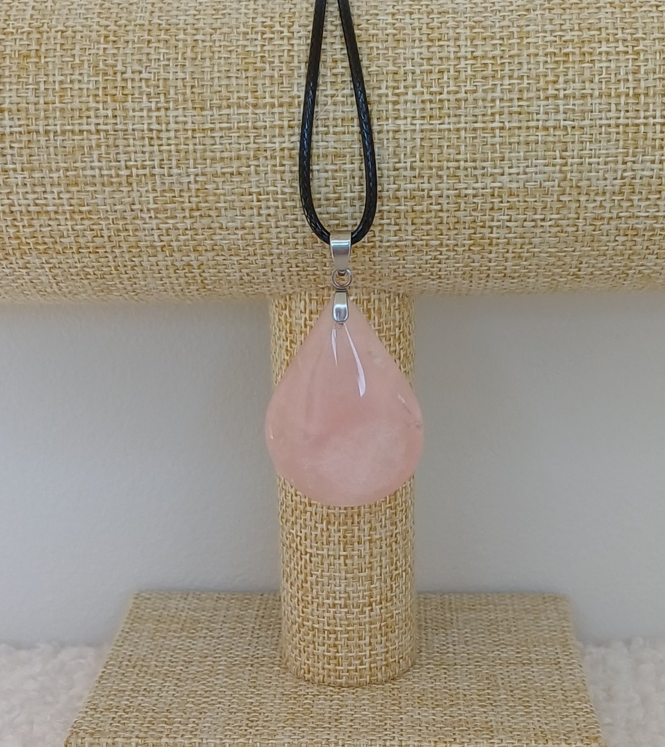 Pendentif Goutte Quartz Rose