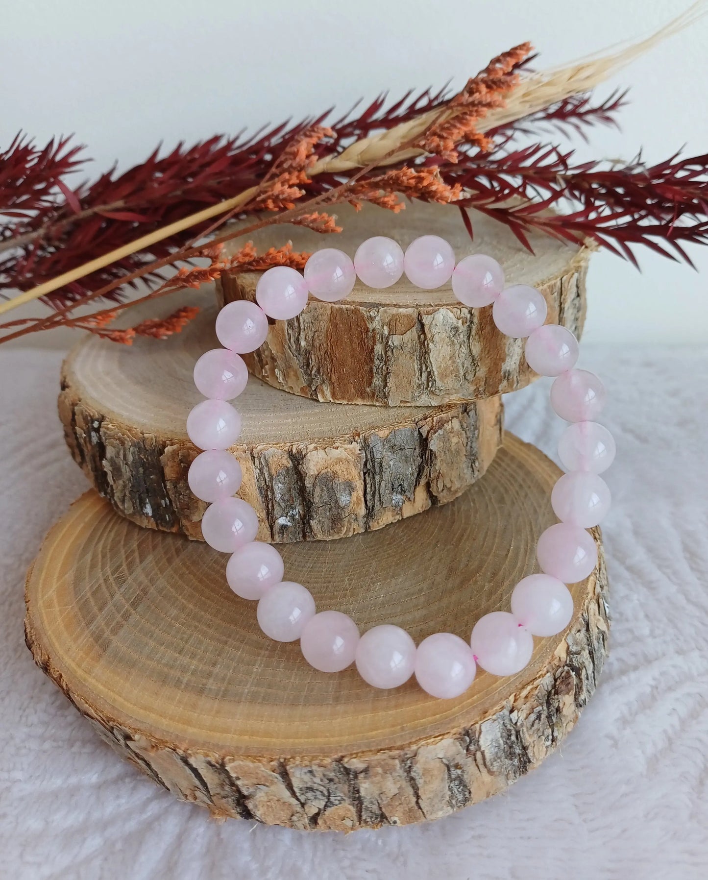 Bracelet Quartz rose 8mm (A) - Perla Terra