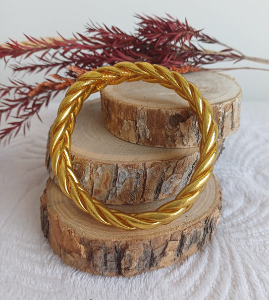 Jonc Bouddhiste Véritable Tressé - Doré