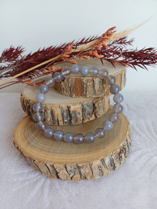 Bracelet Agate grise du botswana 8mm (AB)