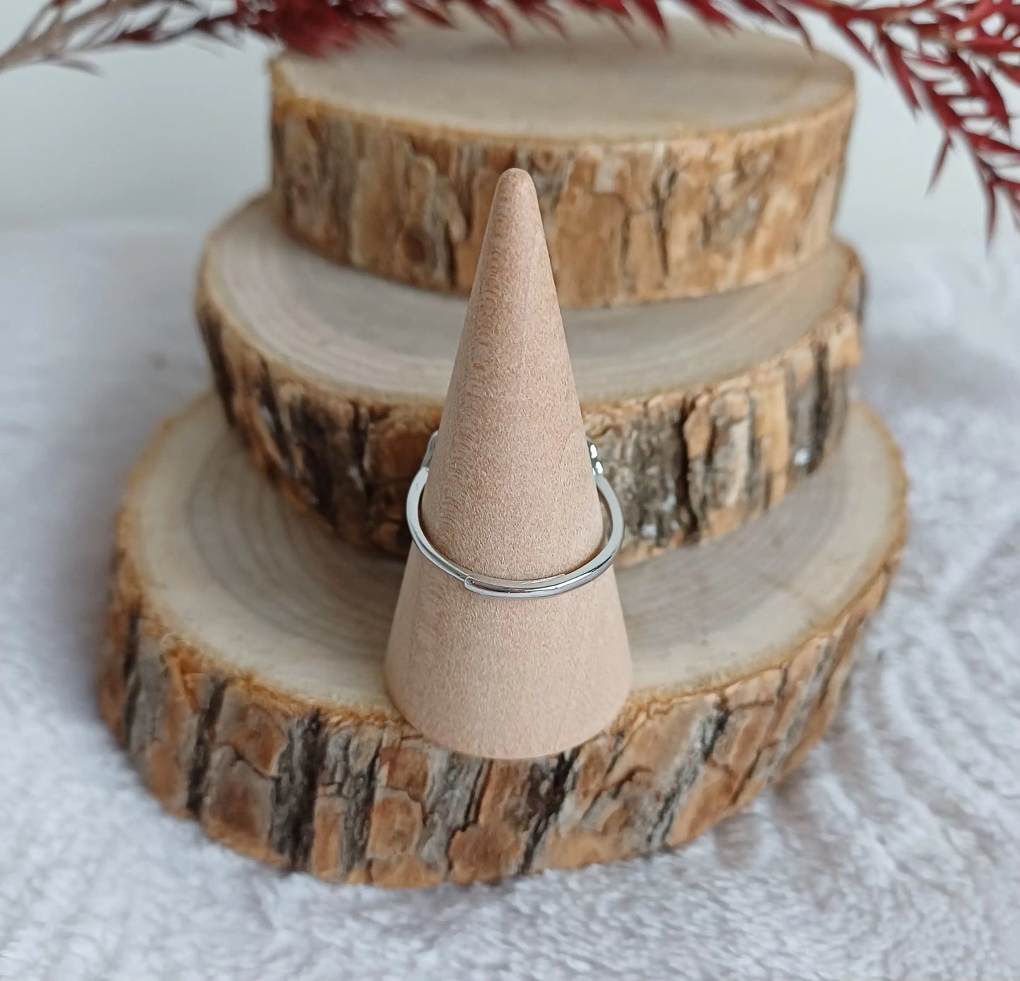 Bague Ambre Miel Réglable en Argent 925 (A) - Perla Terra