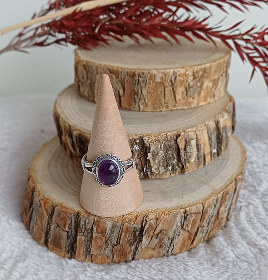 Bague Améthyste Réglable en Argent 925 (A) Perla Terra