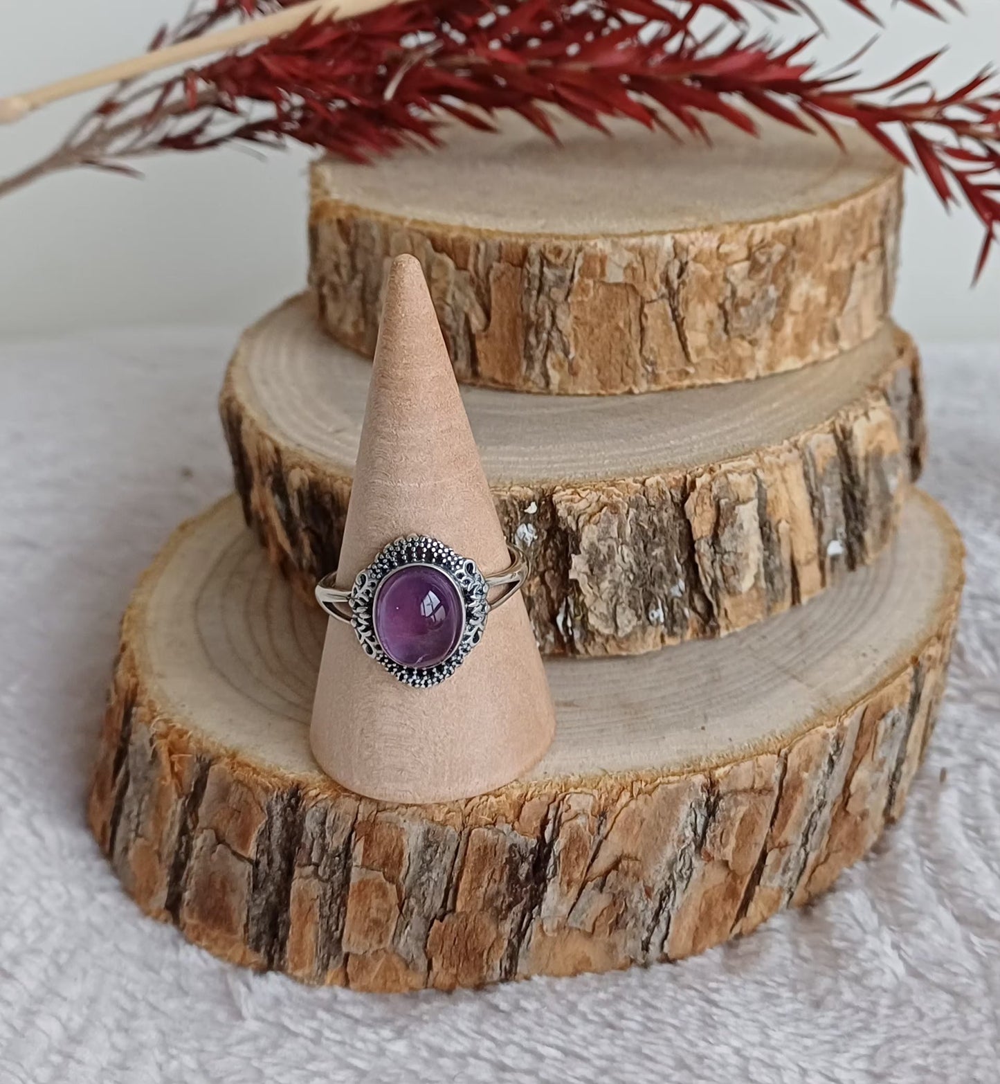 Bague Améthyste Réglable en Argent 925 (A) (Copie) Perla Terra