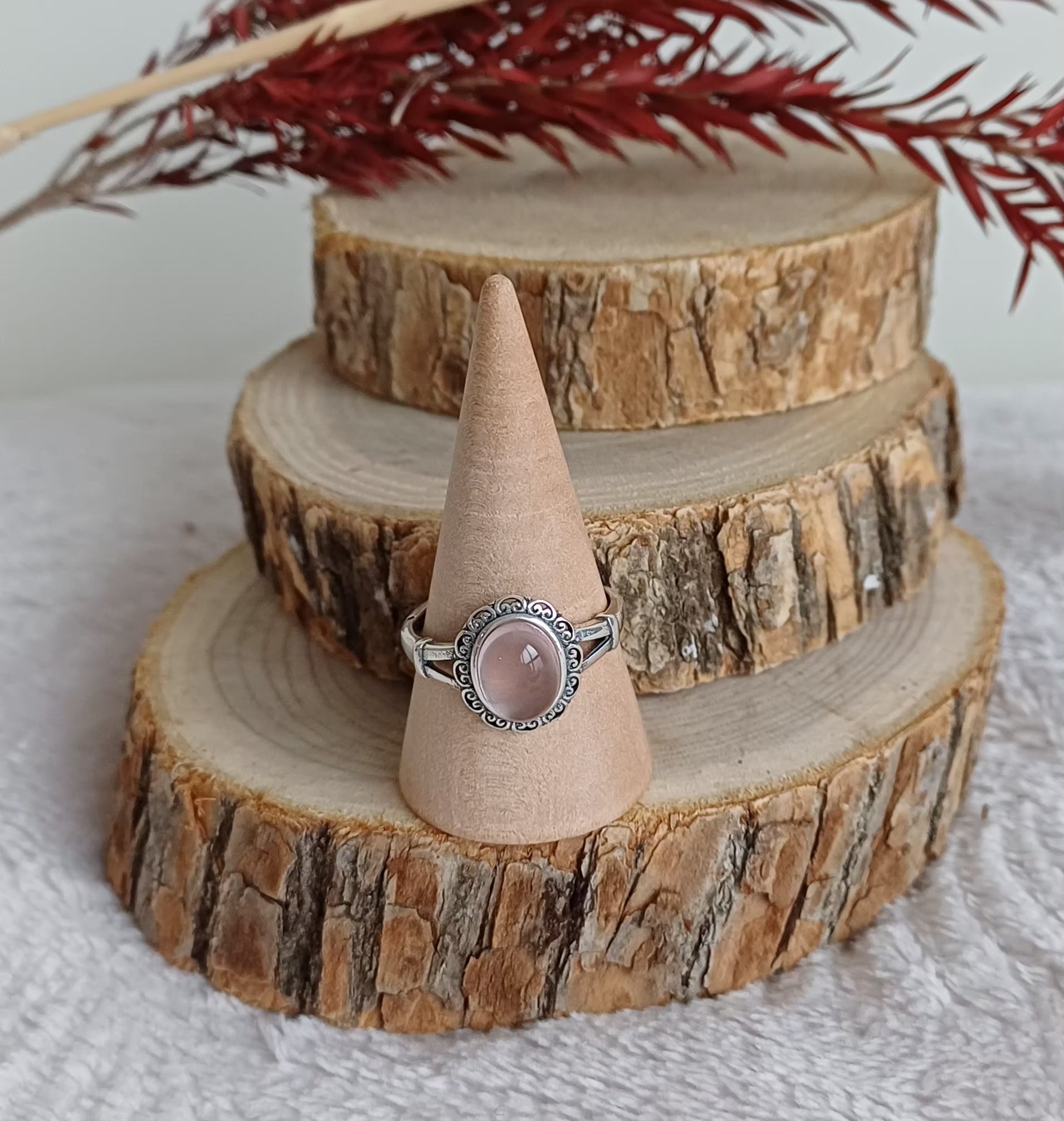 Bague Quartz Rose Réglable en Argent 925 (A) (Copie) Perla Terra