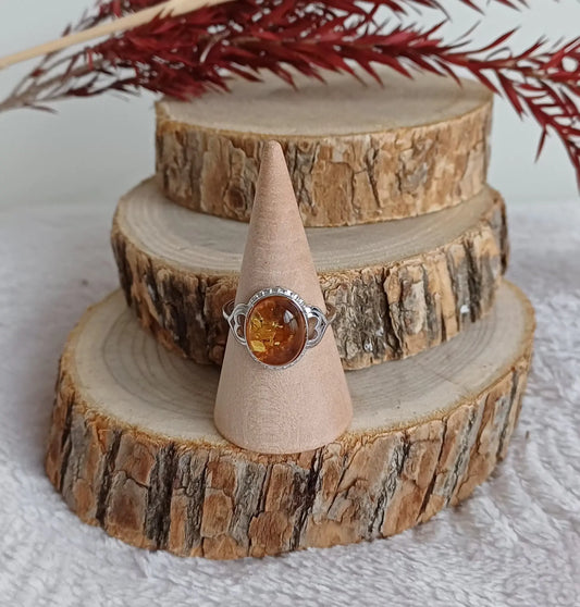 Bague ambre réglable