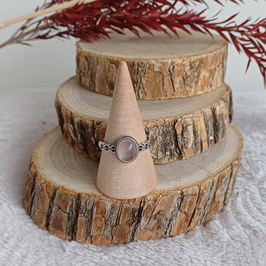 Bague Quartz Rose Réglable en Argent 925 (A) Perla Terra
