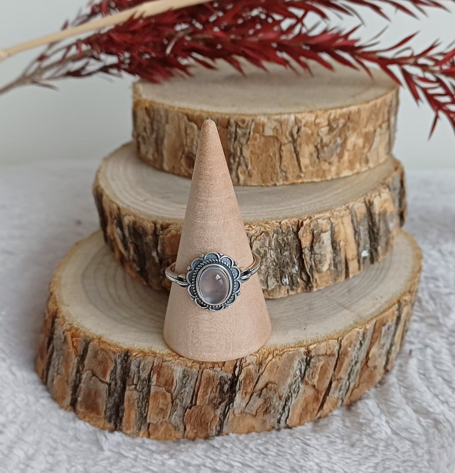 Bague Quartz Rose Réglable en Argent 925 (A) (Copie) Perla Terra