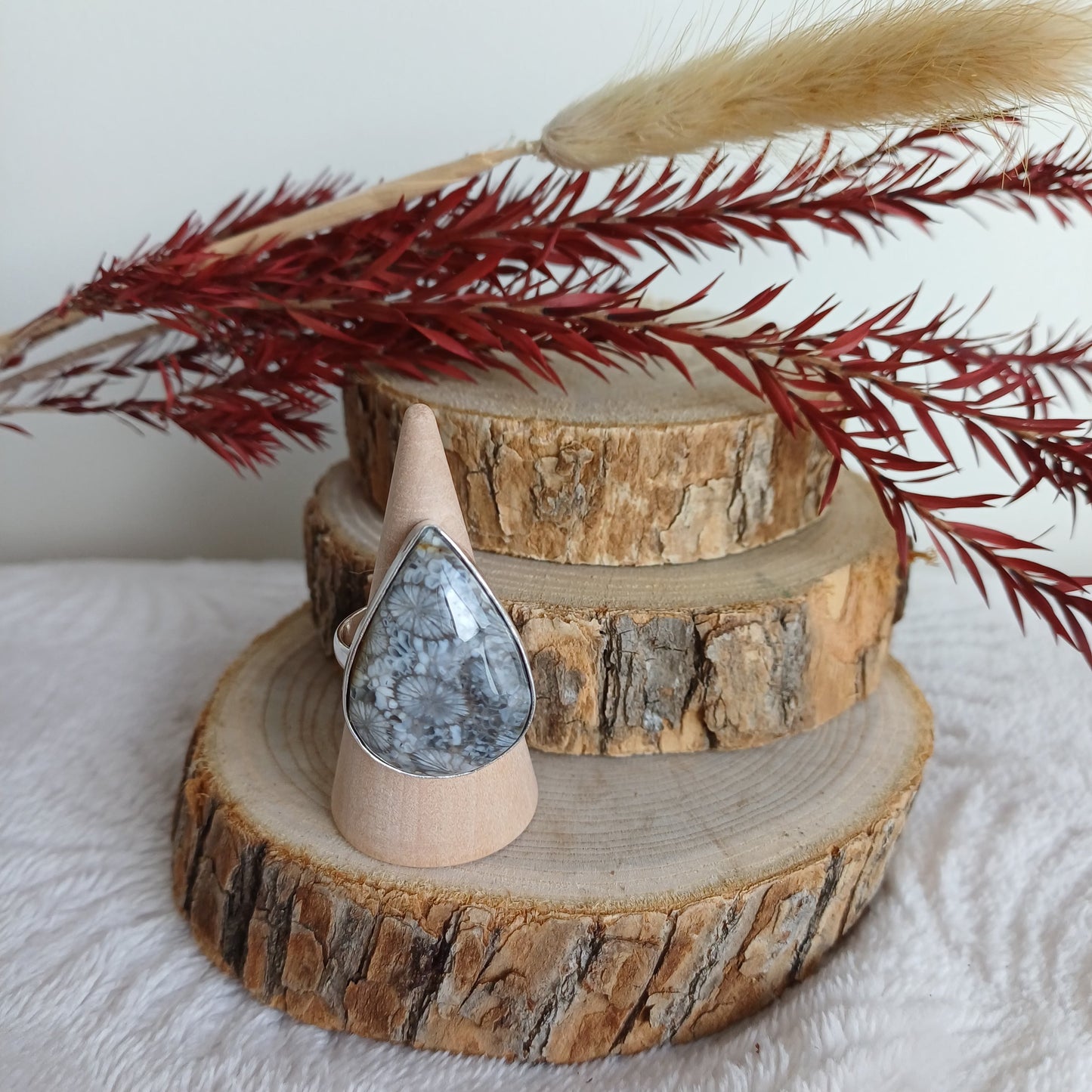 Bague Corail Fossile (n°39) Perla Terra