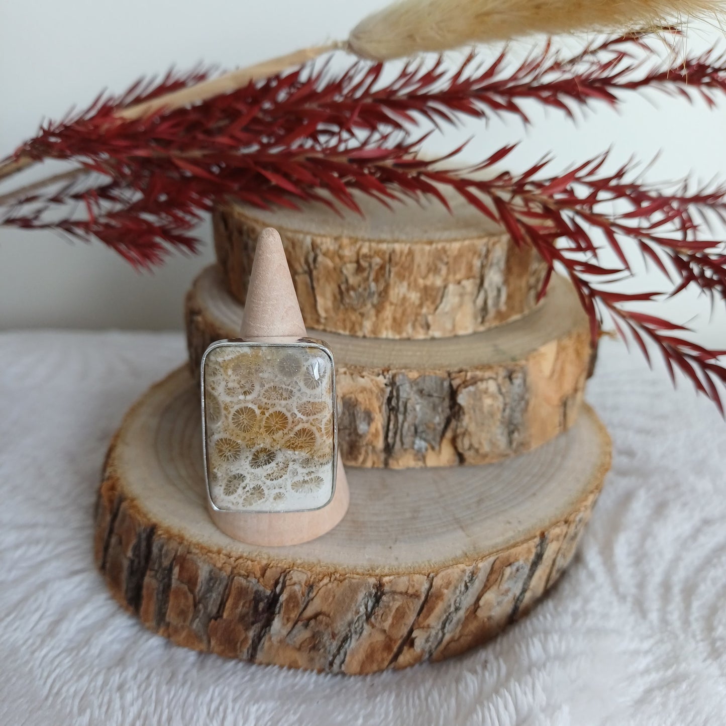 Bague Corail Fossile (n°39) Perla Terra
