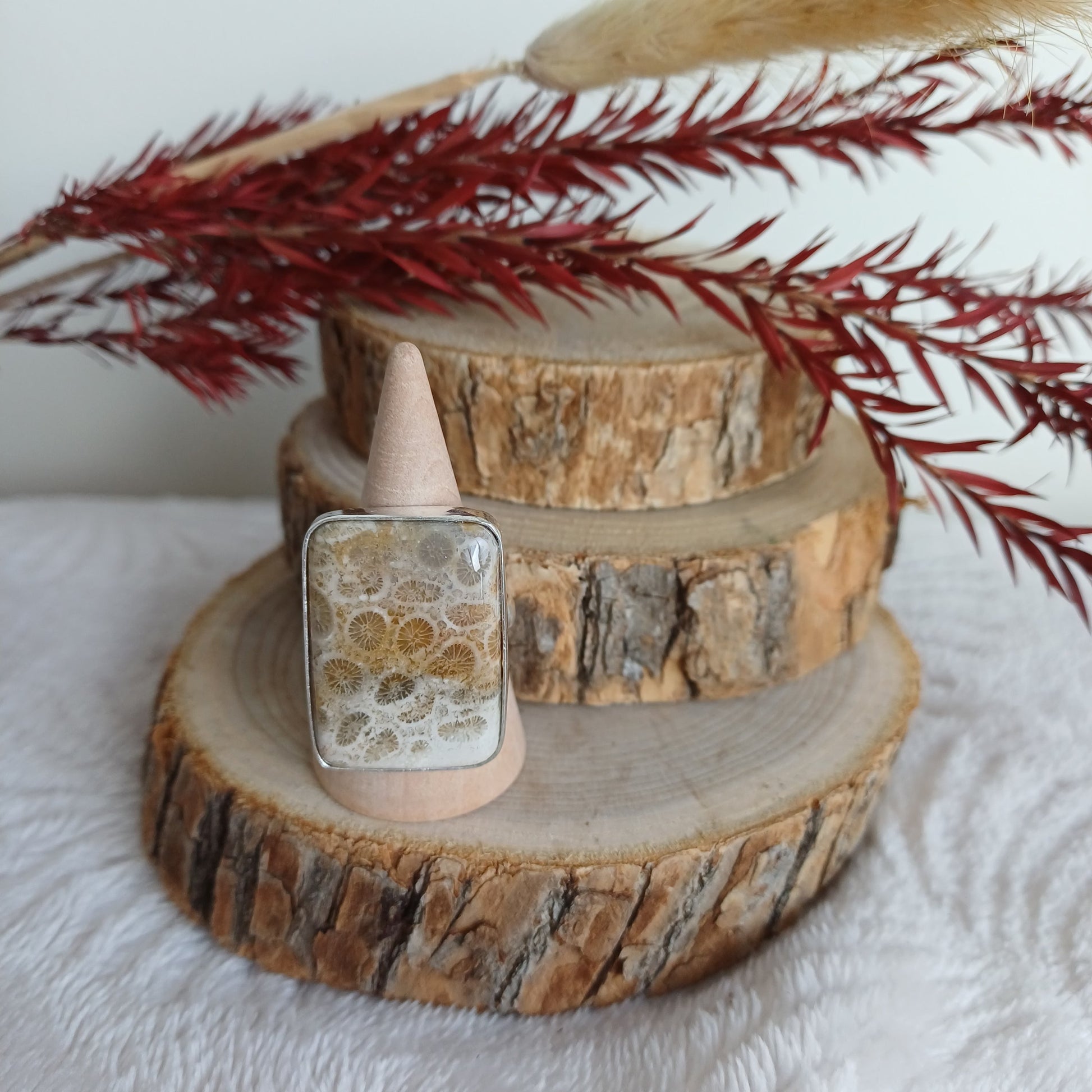 Bague Corail Fossile (n°39) Perla Terra