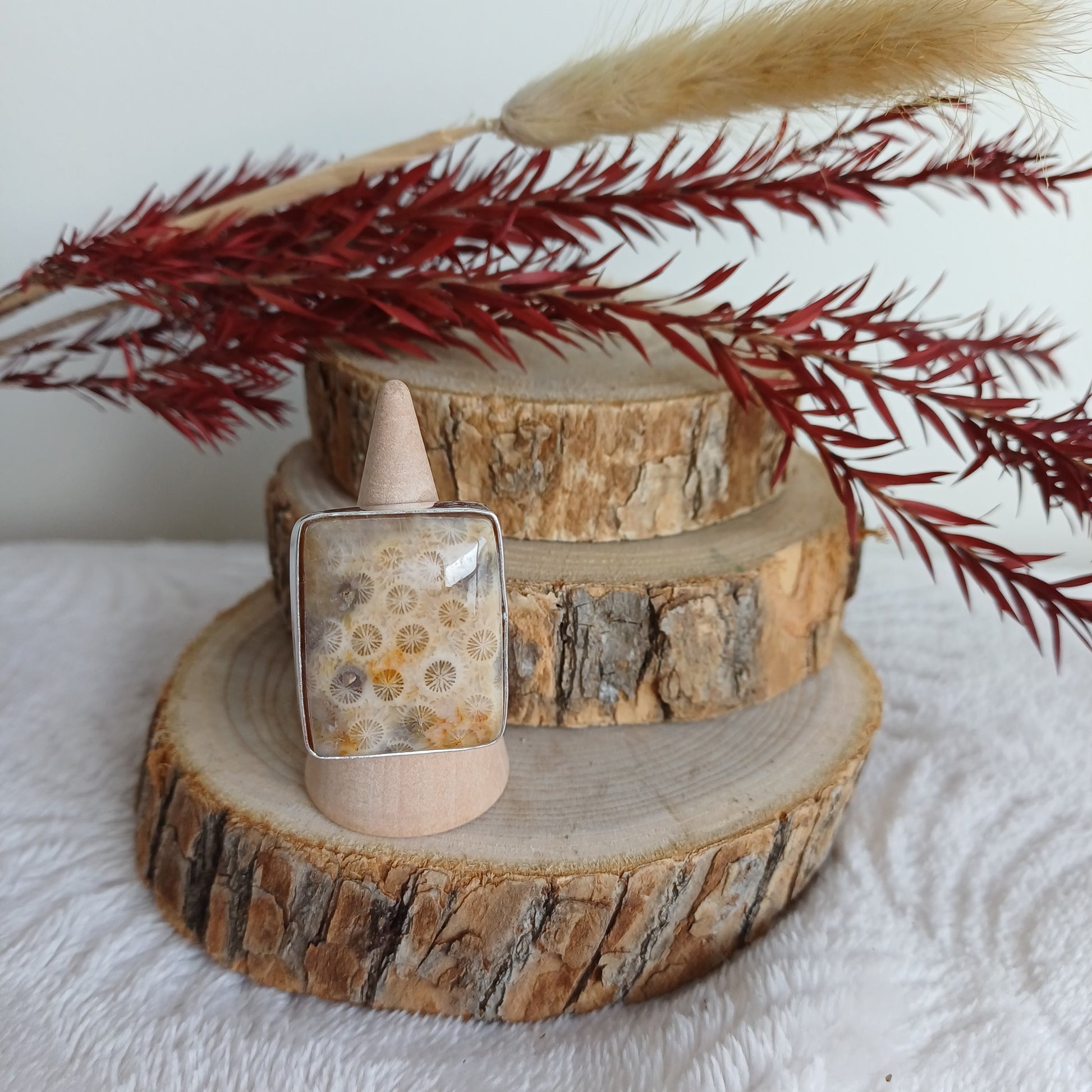 Bague Corail Fossile (n°40) Perla Terra