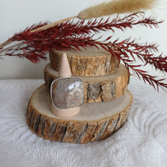 Bague Corail Fossile (n°36) Perla Terra