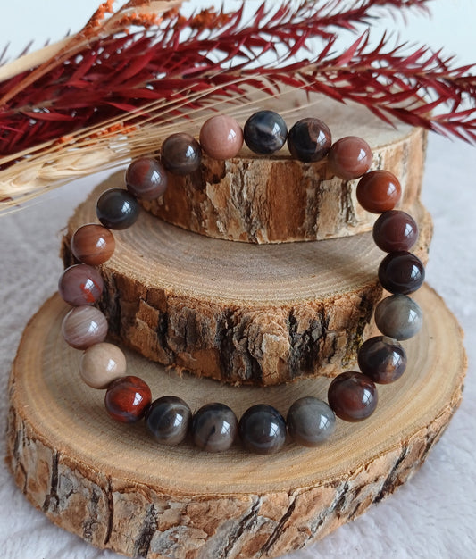 Bracelet Bois Fossile 8mm (A)