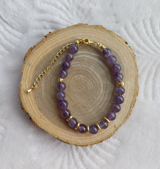 Bracelet Perla doré Améthyste 6mm