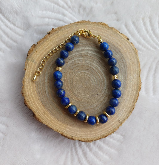 Bracelet Perla doré Lapis Lazuli 6mm