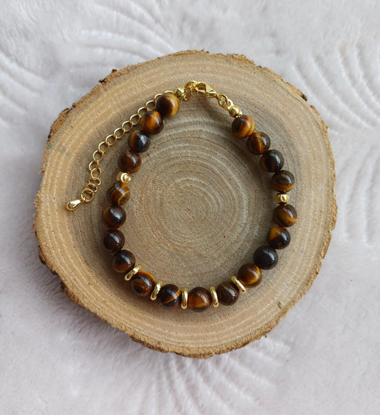 Bracelet Perla doré Oeil de Tigre 6mm