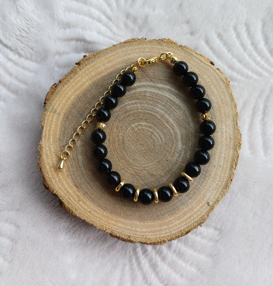 Bracelet Perla doré Onyx 6mm