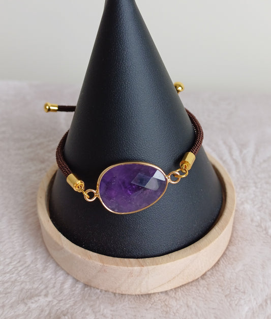 Bracelet cordon Améthyste