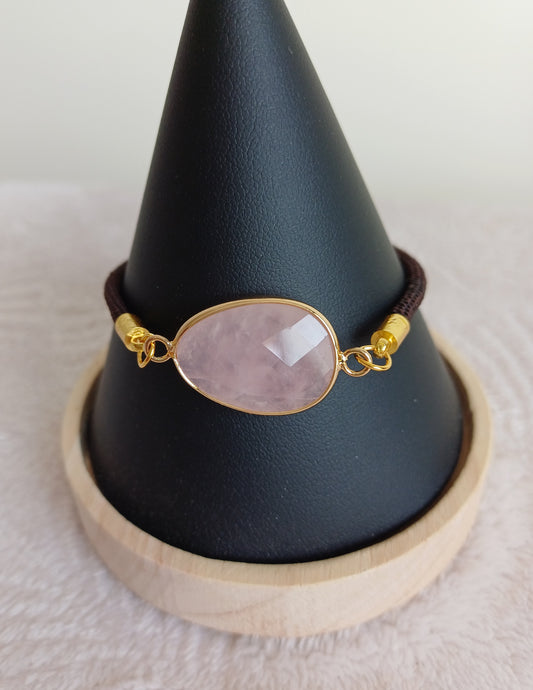 Bracelet Cordon Quartz Rose