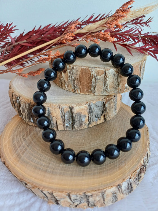 Bracelet Obsidienne noire 8mm (A)