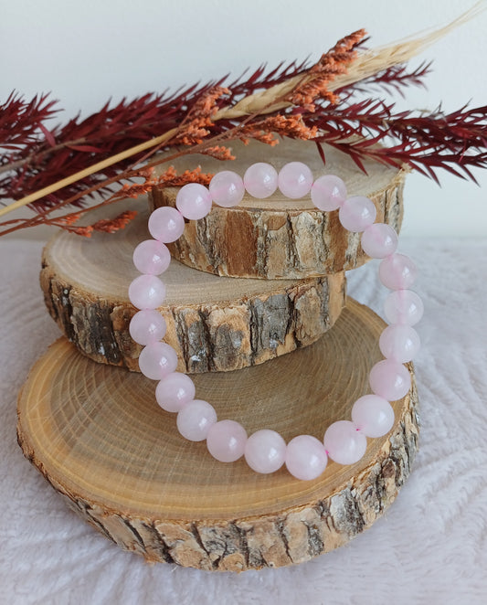 Bracelet Quartz rose 8mm (A)